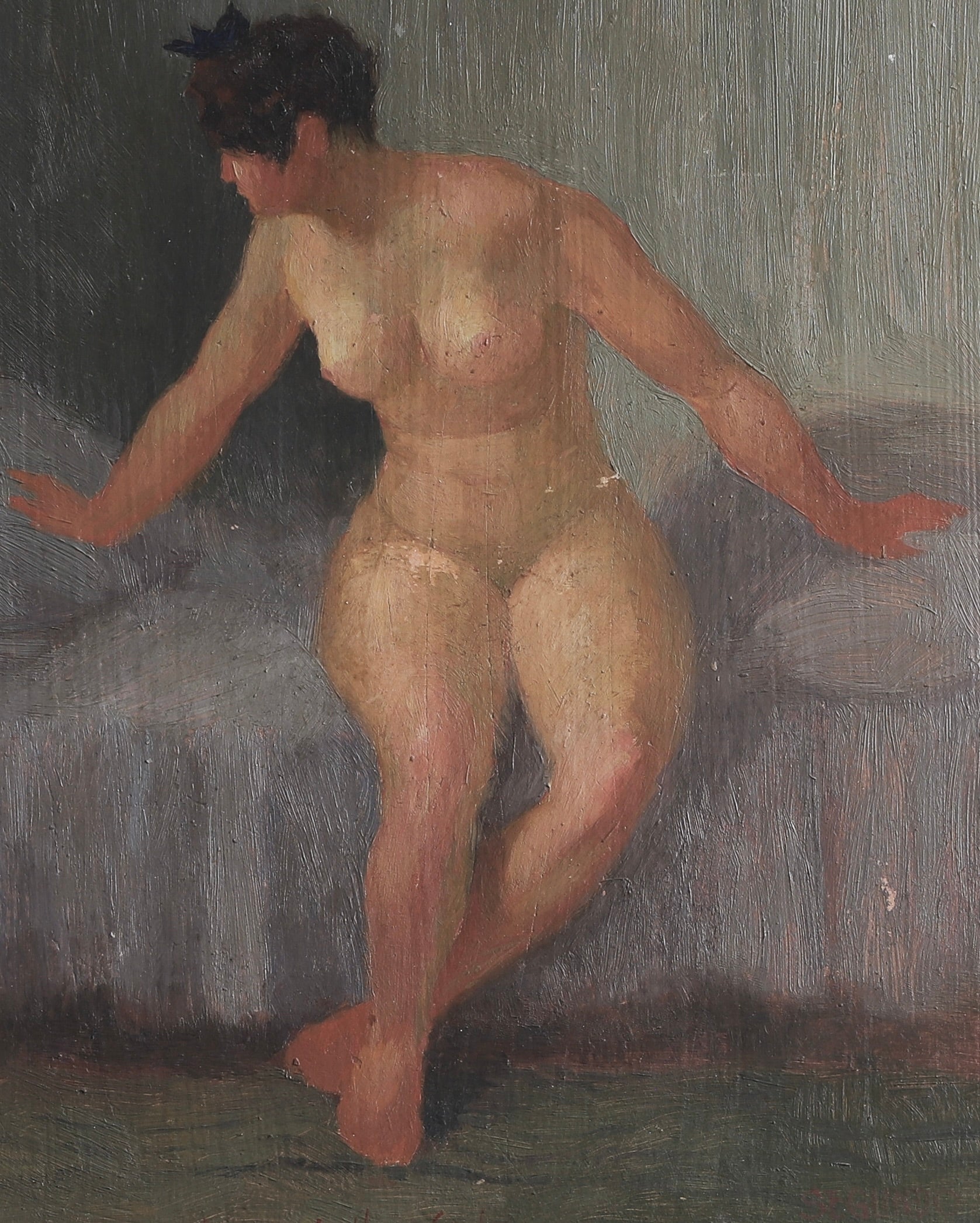 Vintage Figurative Original Oil Painting from Sweden