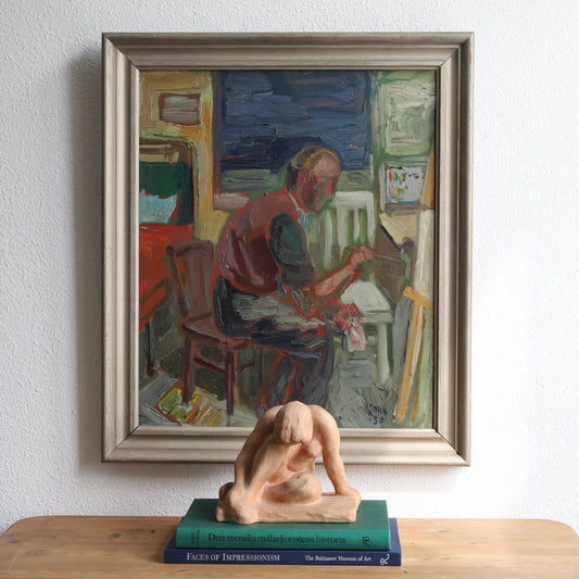 Vintage Portrait of Artist Working in Studio from Sweden