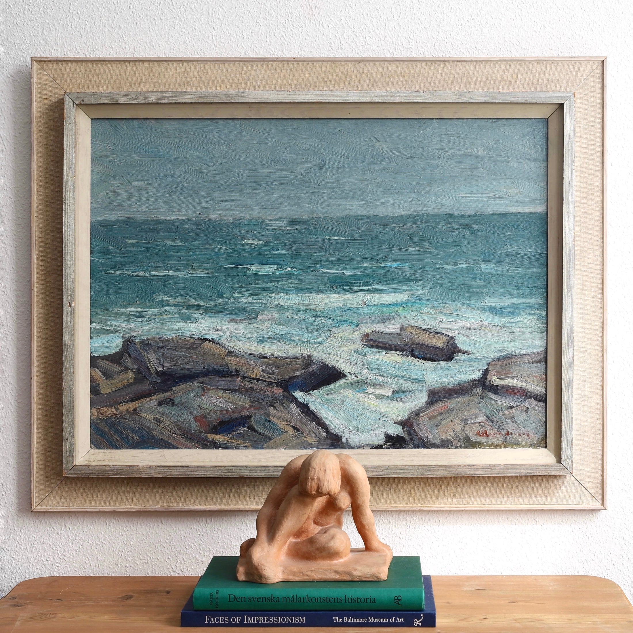 Vintage Art Room Mid Century Vintage Coast Oil Painting