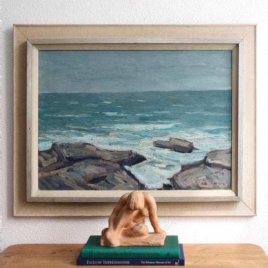 Vintage Art Room Mid Century Vintage Coast Oil Painting