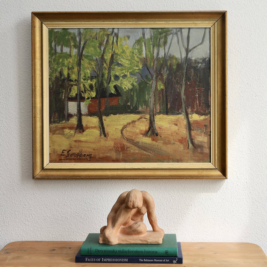 Mid Century vintage Original Landscape Oil Painting from Sweden