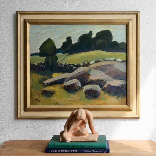 Vintage Art Room Mid Century Original Landscape Painting from Sweden