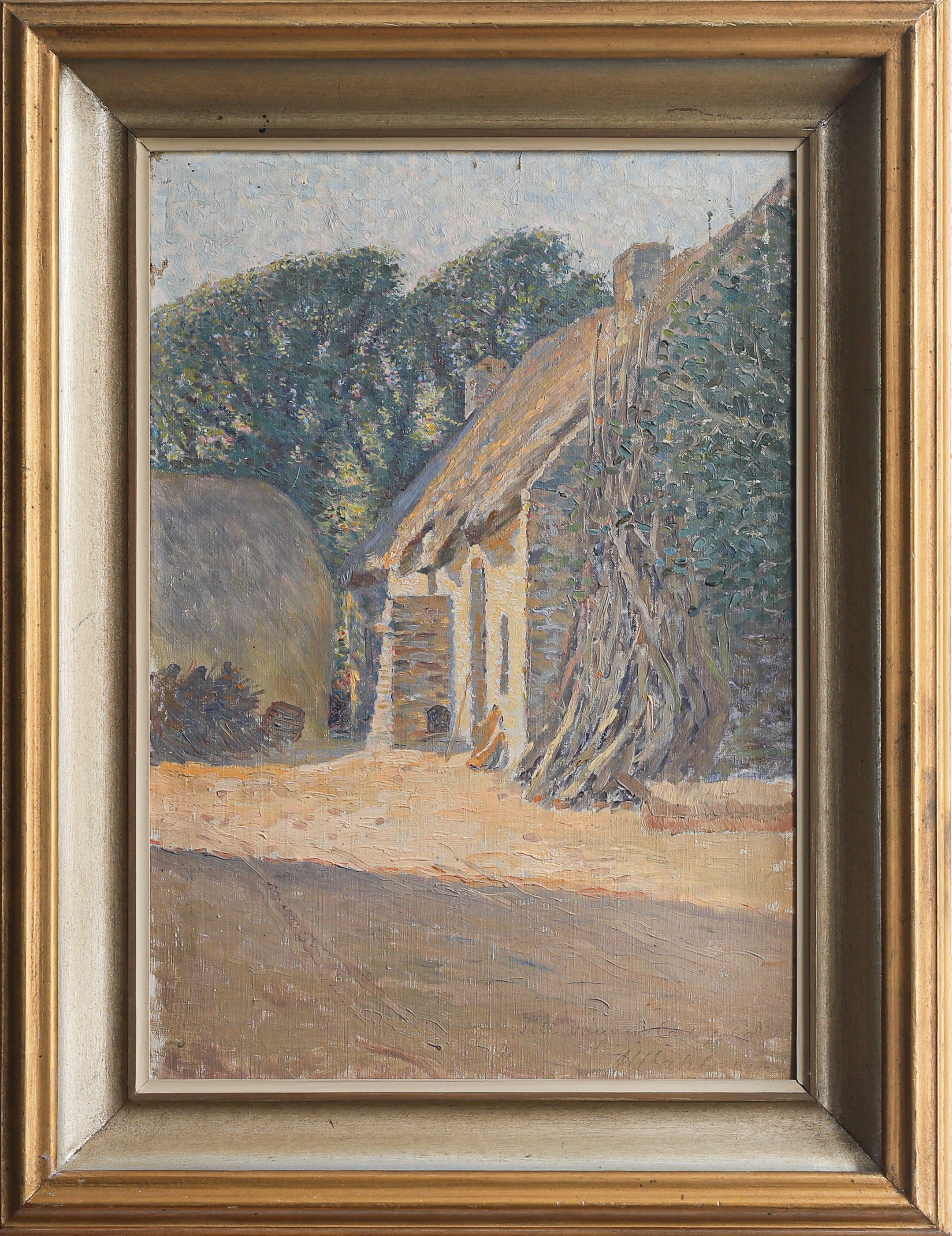 Vintage Original Farmhouse Oil Painting from Sweden