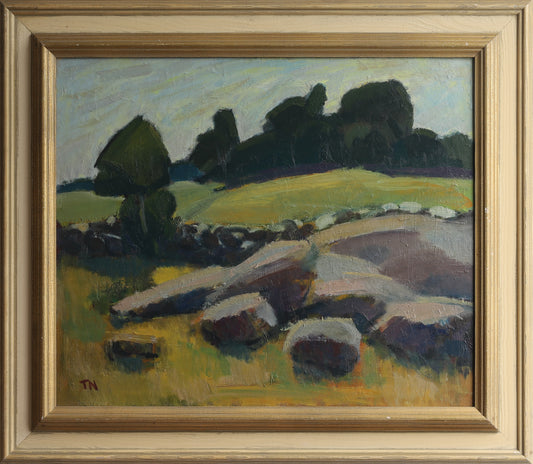Vintage Art Room Mid Century Original Landscape Painting from Sweden
