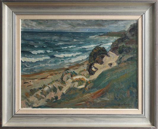 Mid Century Vintage Art Room Oil Painting from Sweden