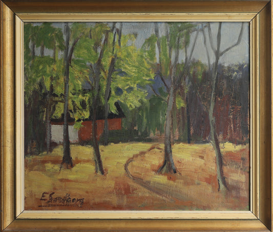 Mid Century vintage Original Landscape Oil Painting from Sweden