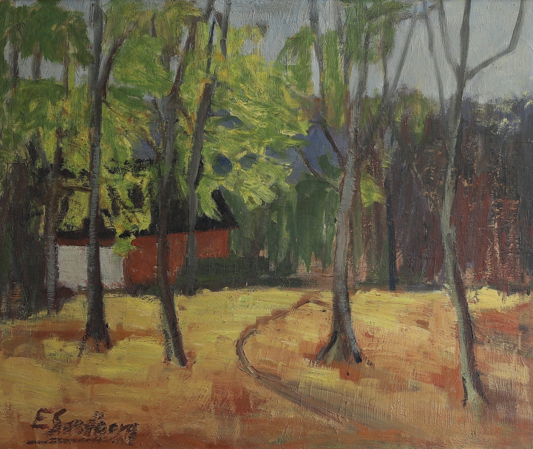 Mid Century vintage Original Landscape Oil Painting from Sweden