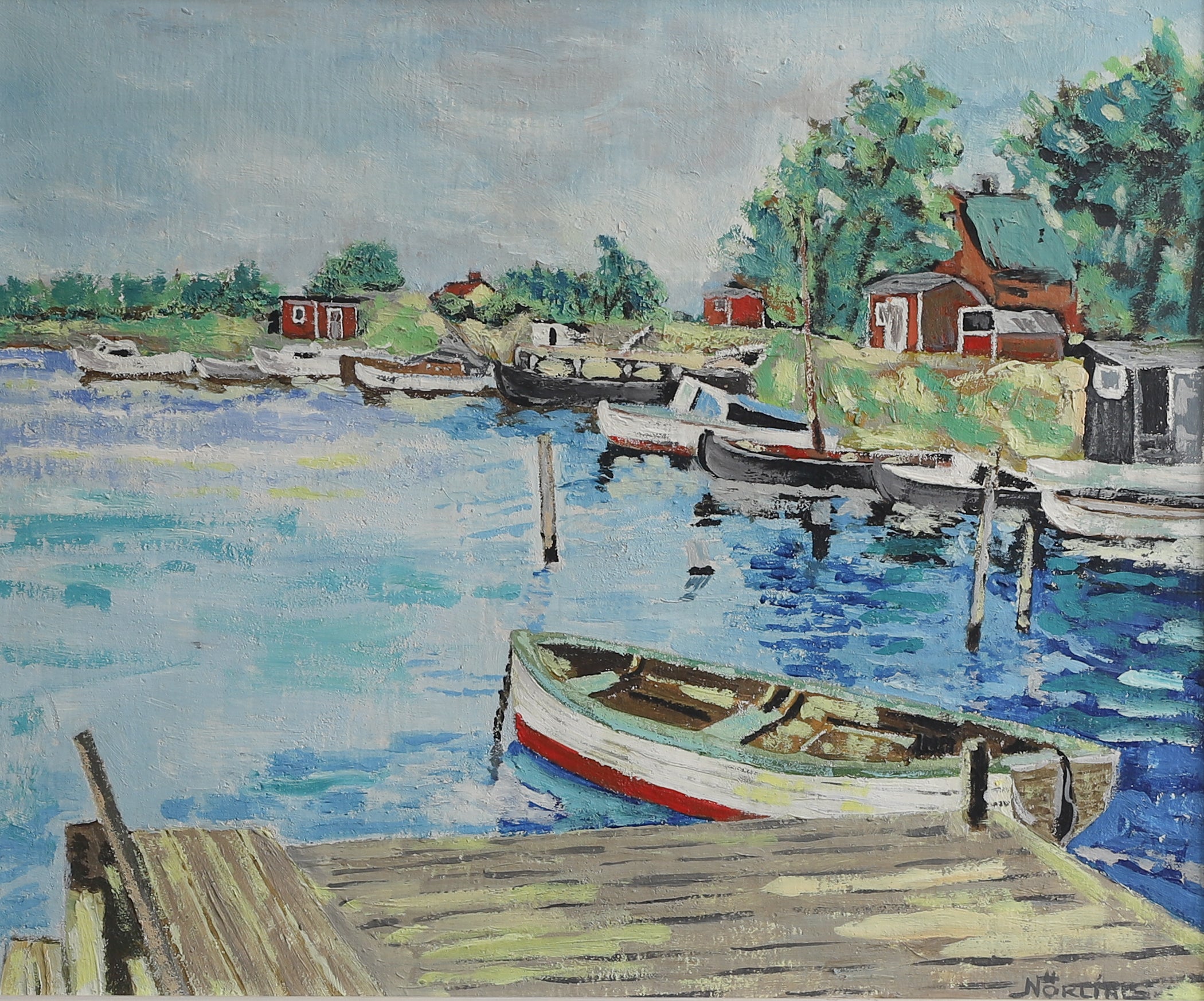 Vintage Mid Century Original Oil Painting from Sweden