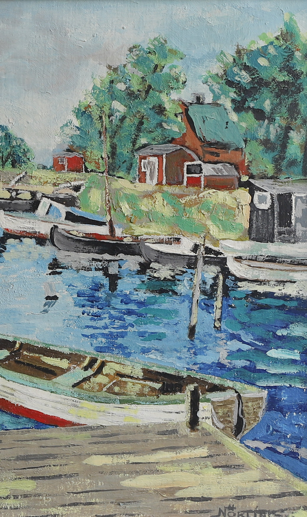 Vintage Mid Century Original Oil Painting from Sweden