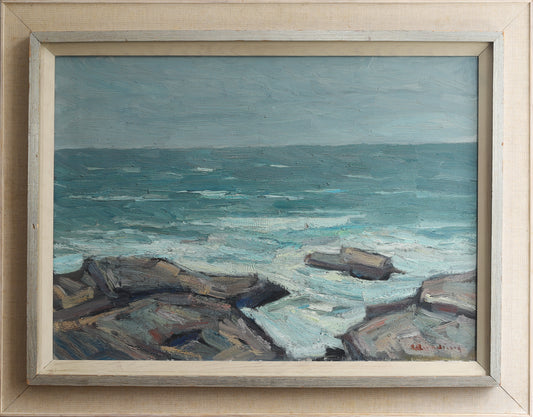 Vintage Art Room Mid Century Vintage Coast Oil Painting