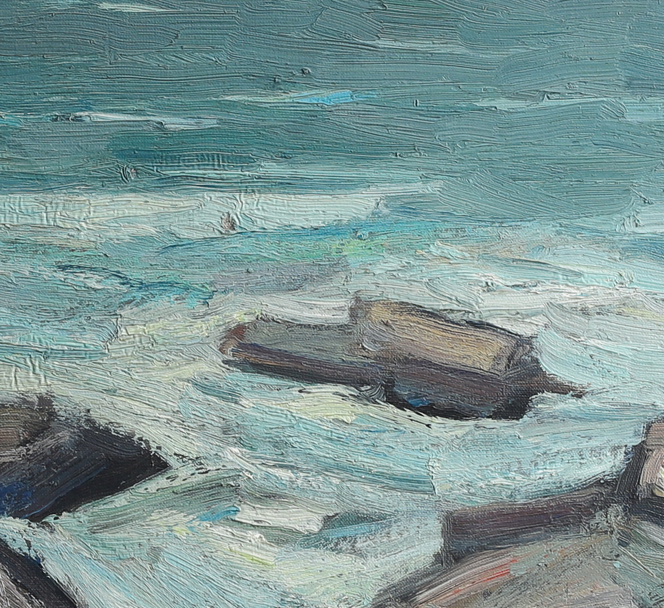 Vintage Art Room Mid Century Vintage Coast Oil Painting