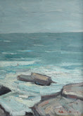 Load image into Gallery viewer, Vintage Art Room Mid Century Vintage Coast Oil Painting
