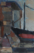 Load image into Gallery viewer, Vintage Mid Century Oil Painting of Boat in Harbor from Sweden
