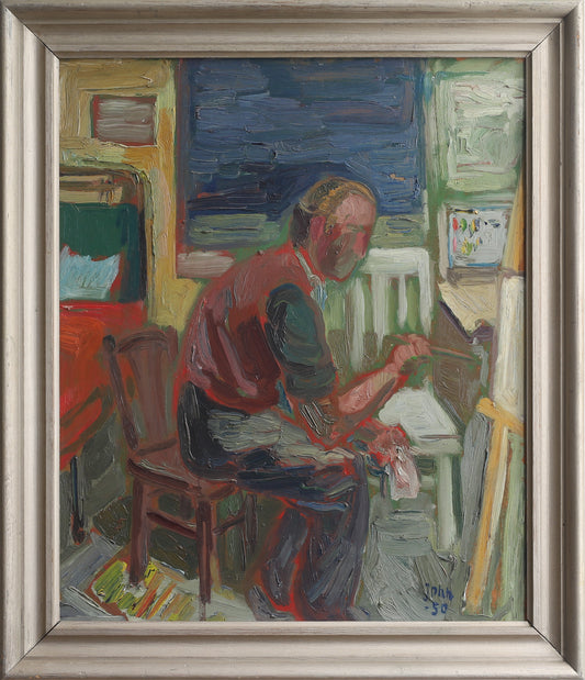 Vintage Portrait of Artist Working in Studio from Sweden