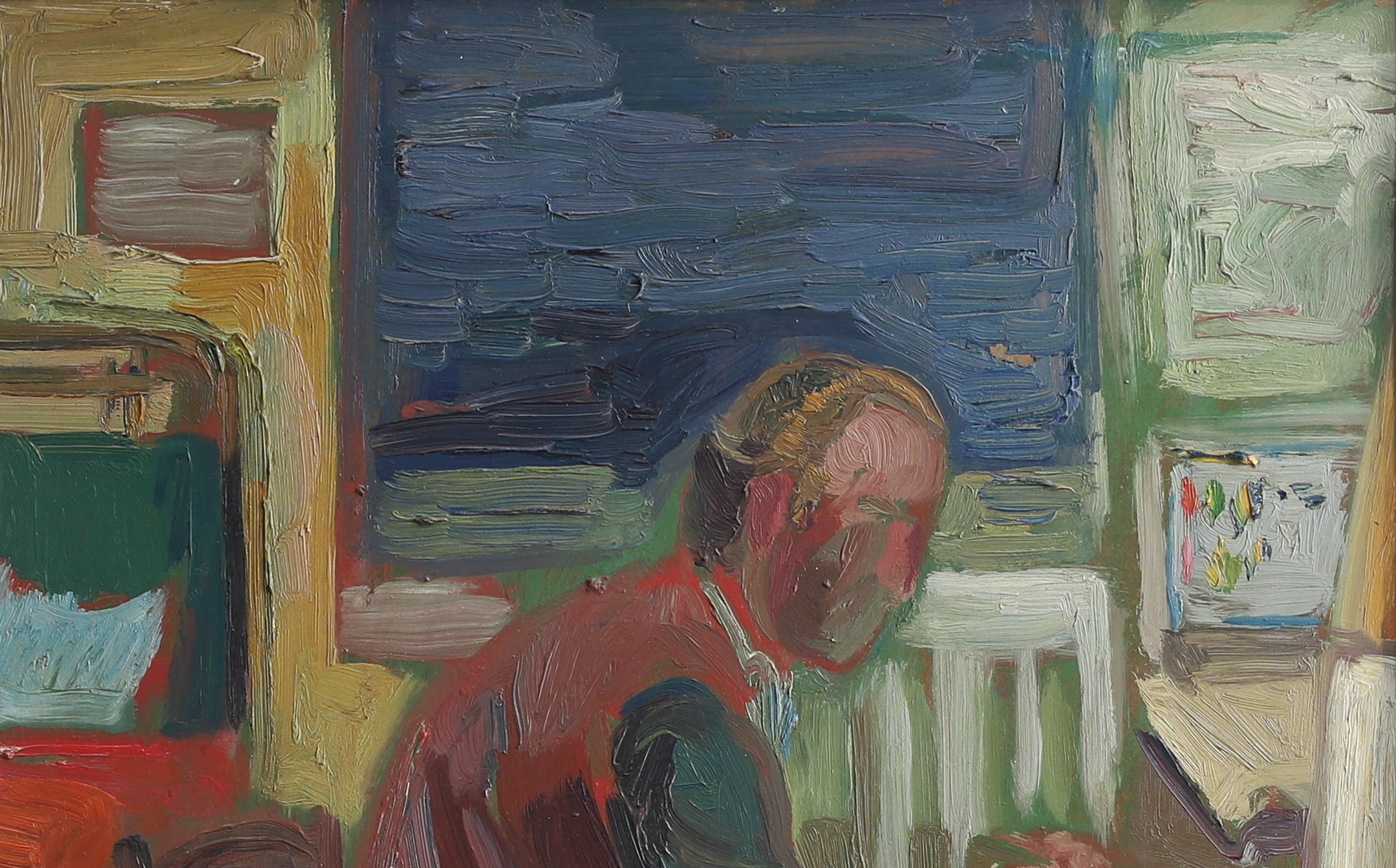 Vintage Portrait of Artist Working in Studio from Sweden