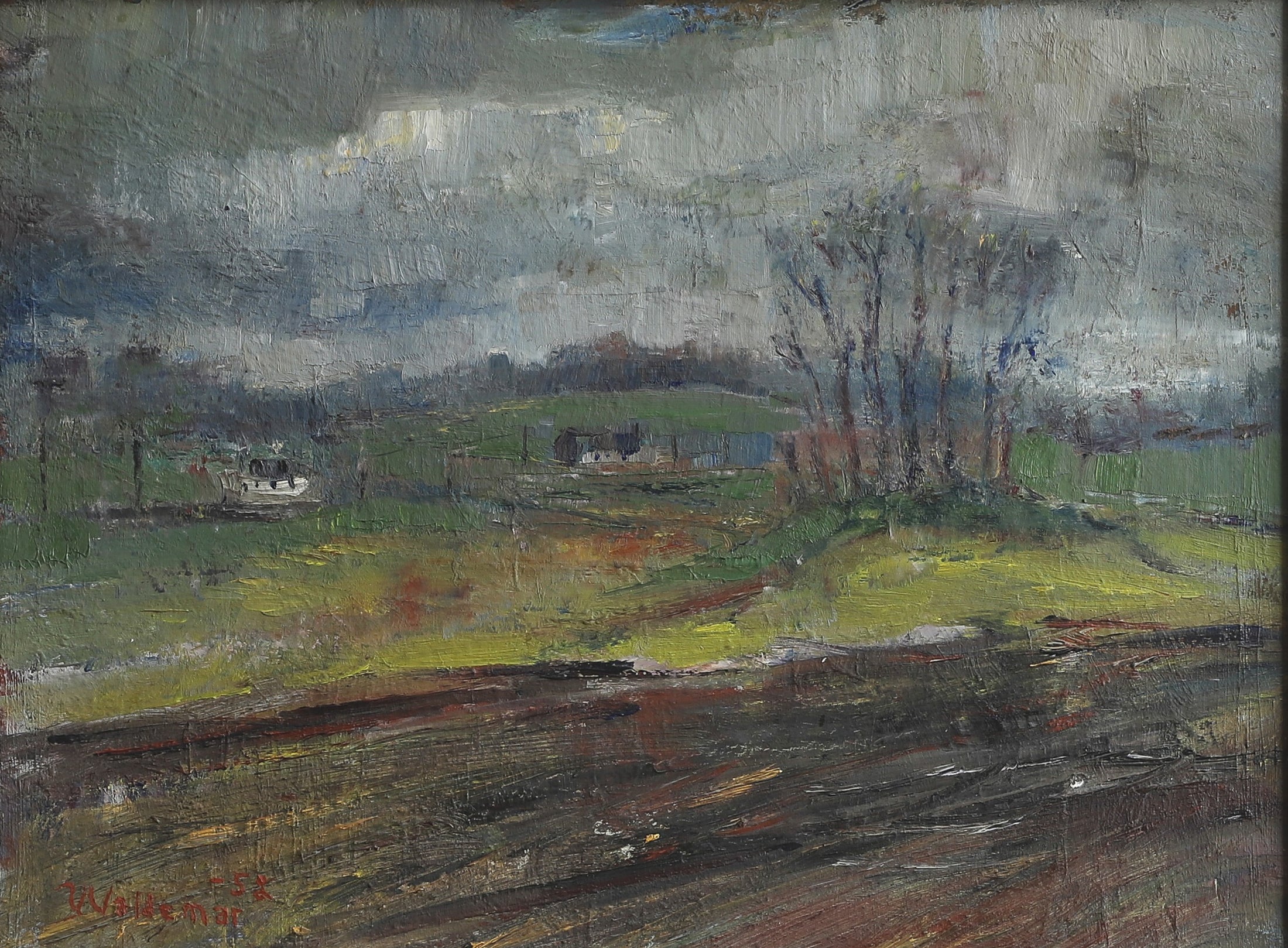 Mid Century Original LAndscape Oil Painting from Sweden