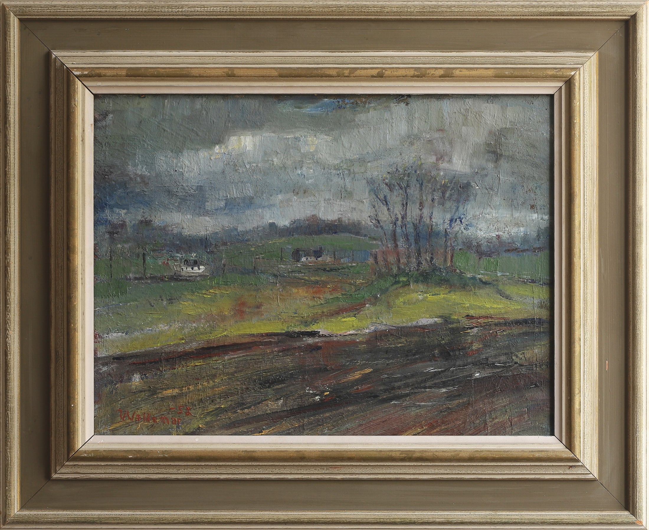 Mid Century Original LAndscape Oil Painting from Sweden