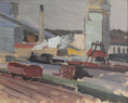 Load image into Gallery viewer, Vintage Art Sweden Original Trainyard Painting
