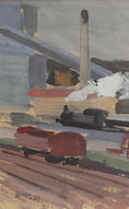 Load image into Gallery viewer, Vintage Art Sweden Original Trainyard Painting
