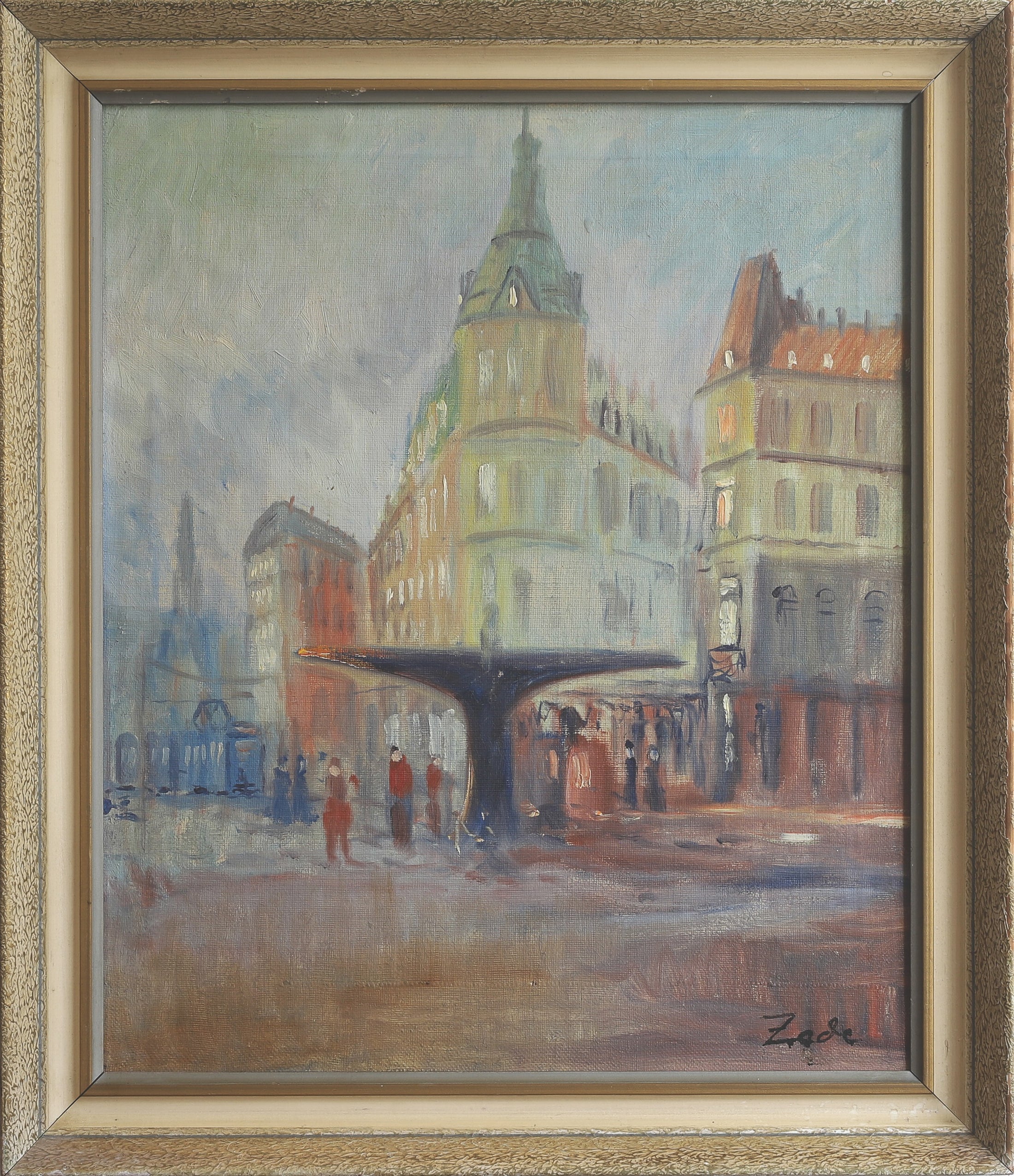 Vintage Original Stockholm Cityscape Oil Painting