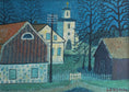 Load image into Gallery viewer, Mid Century Vintage Art Village Oil Painting From Sweden
