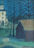 Load image into Gallery viewer, Mid Century Vintage Art Village Oil Painting From Sweden
