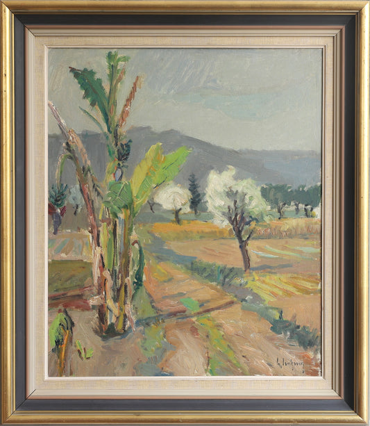 Vintage Art Room Mid Century Original Oil Painting from Sweden