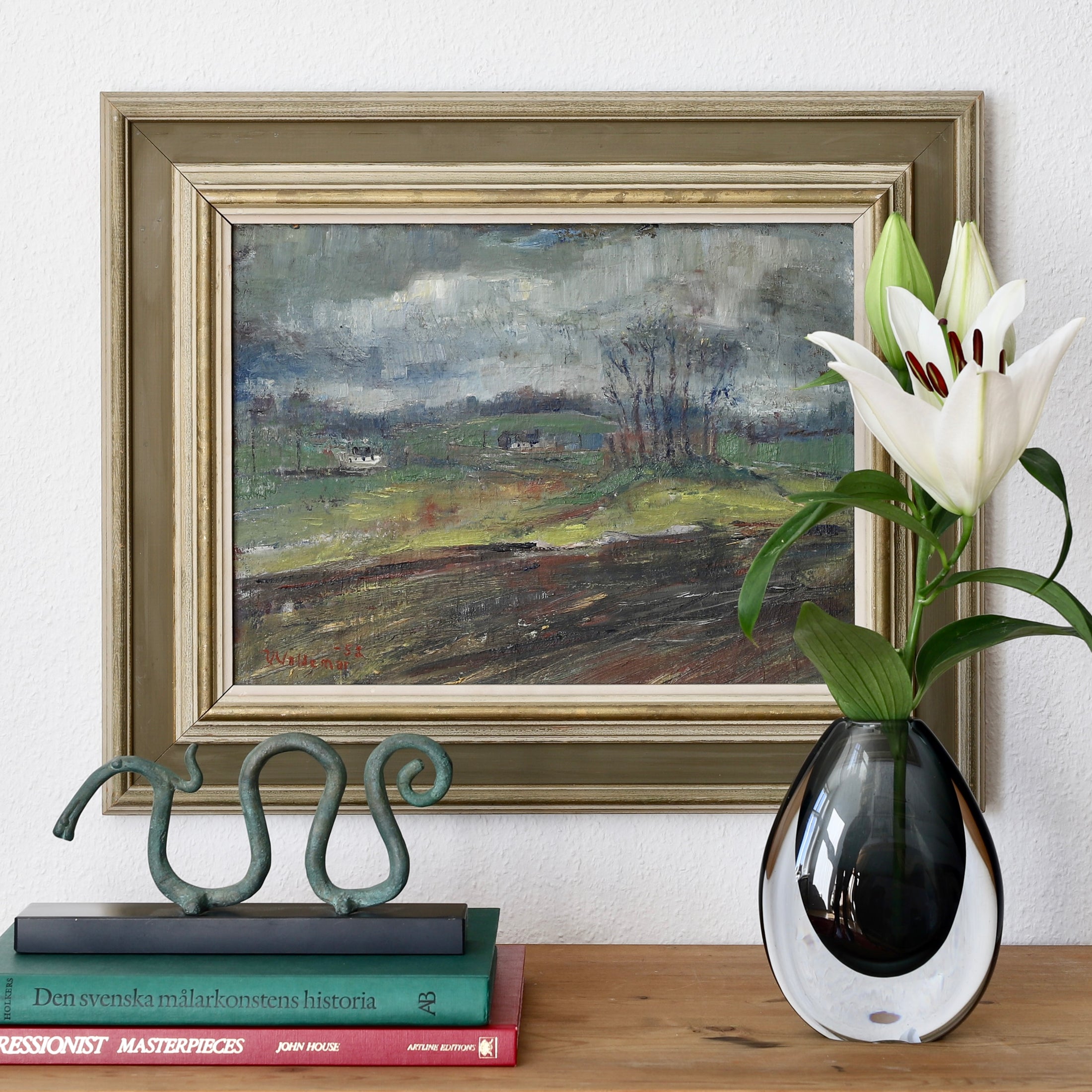 Mid Century Original LAndscape Oil Painting from Sweden