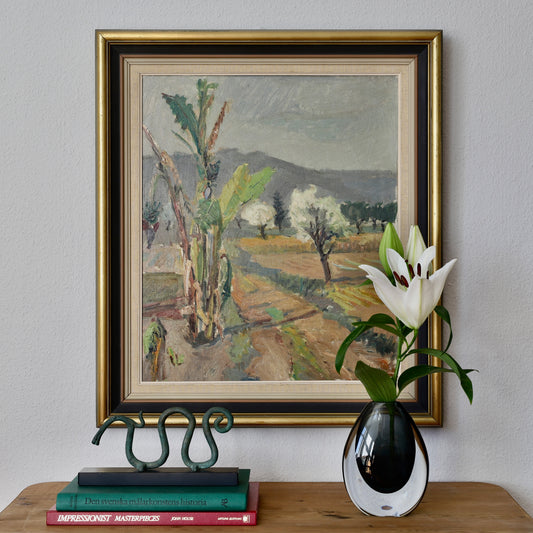 Vintage Art Room Mid Century Original Oil Painting from Sweden