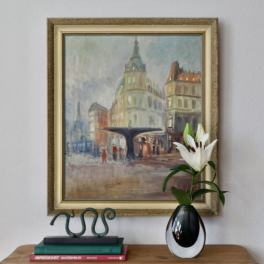 Vintage Original Stockholm Cityscape Oil Painting