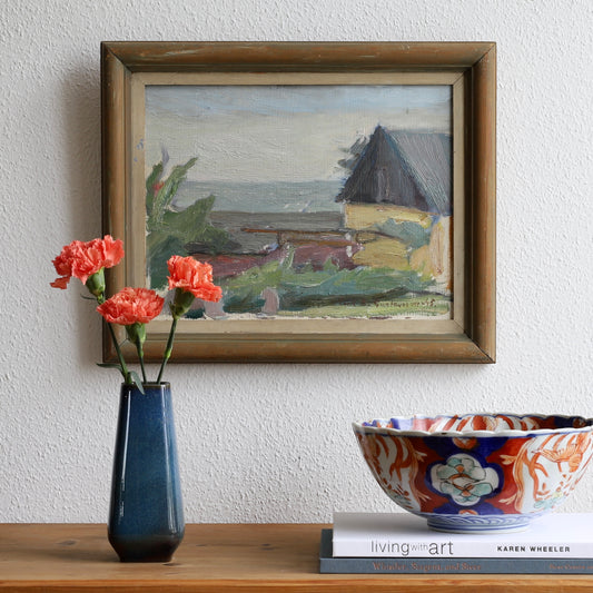 Vintage Mid Century Orignal Coastal Oil Painting from Sweden 1945