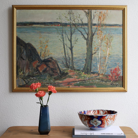 Vintage Mid Century Oil Painting from Sweden