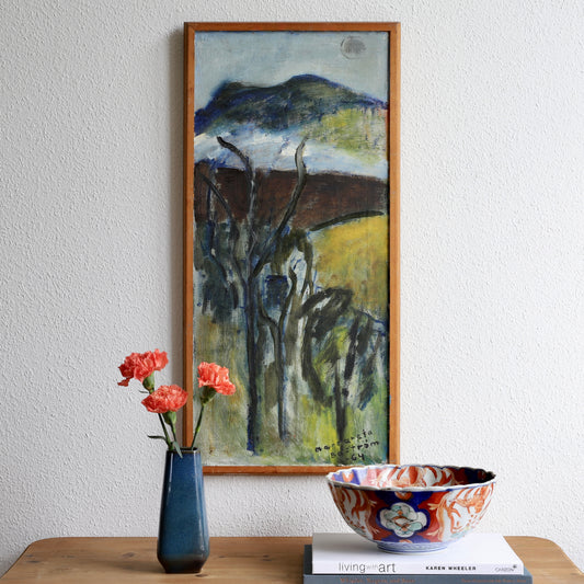 Mid Century Vintage Art Oil Painting from Sweden 1964