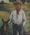 Load image into Gallery viewer, Vintage Art Mid Century Original Oil of Man with Donkey
