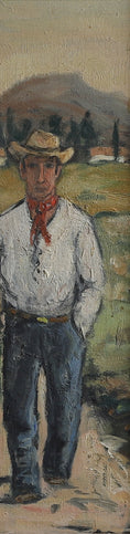 Load image into Gallery viewer, Vintage Art Mid Century Original Oil of Man with Donkey
