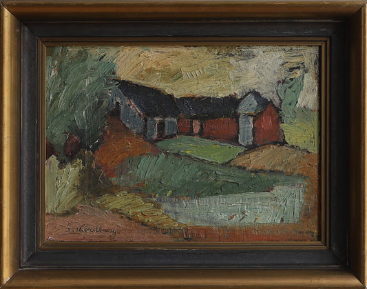 Vintage Art Room Original Farmhouse Painting from Sweden