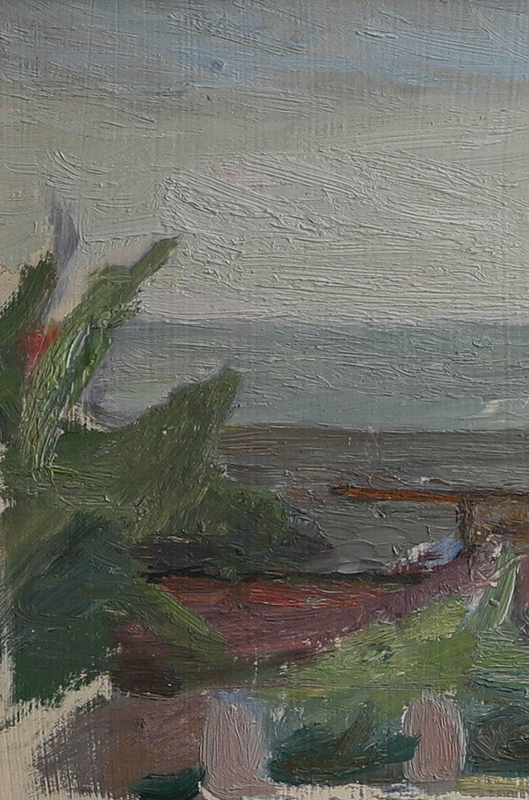Vintage Mid Century Orignal Coastal Oil Painting from Sweden 1945