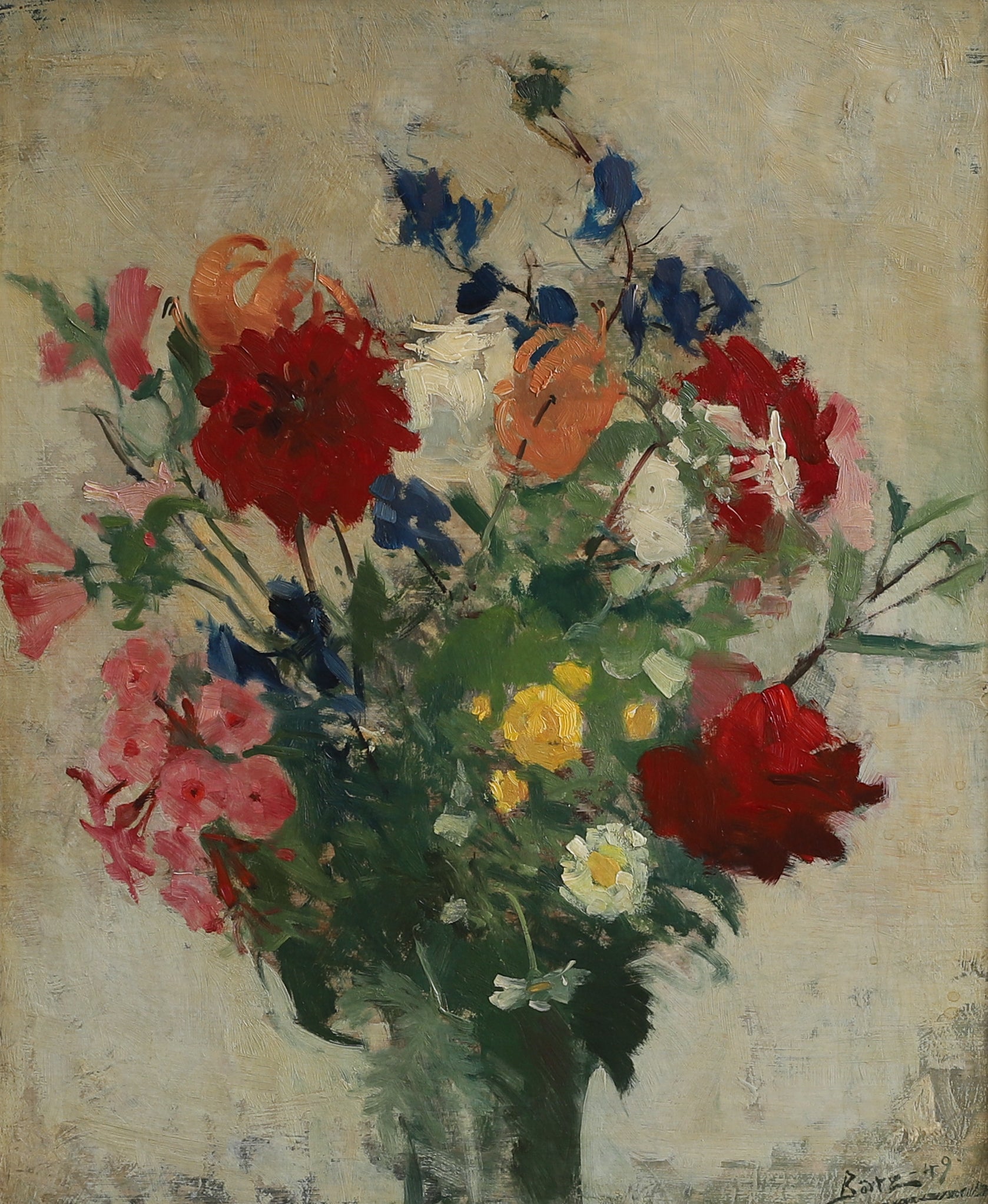 Vintage Original Still Life Oil Painting from Sweden 1949