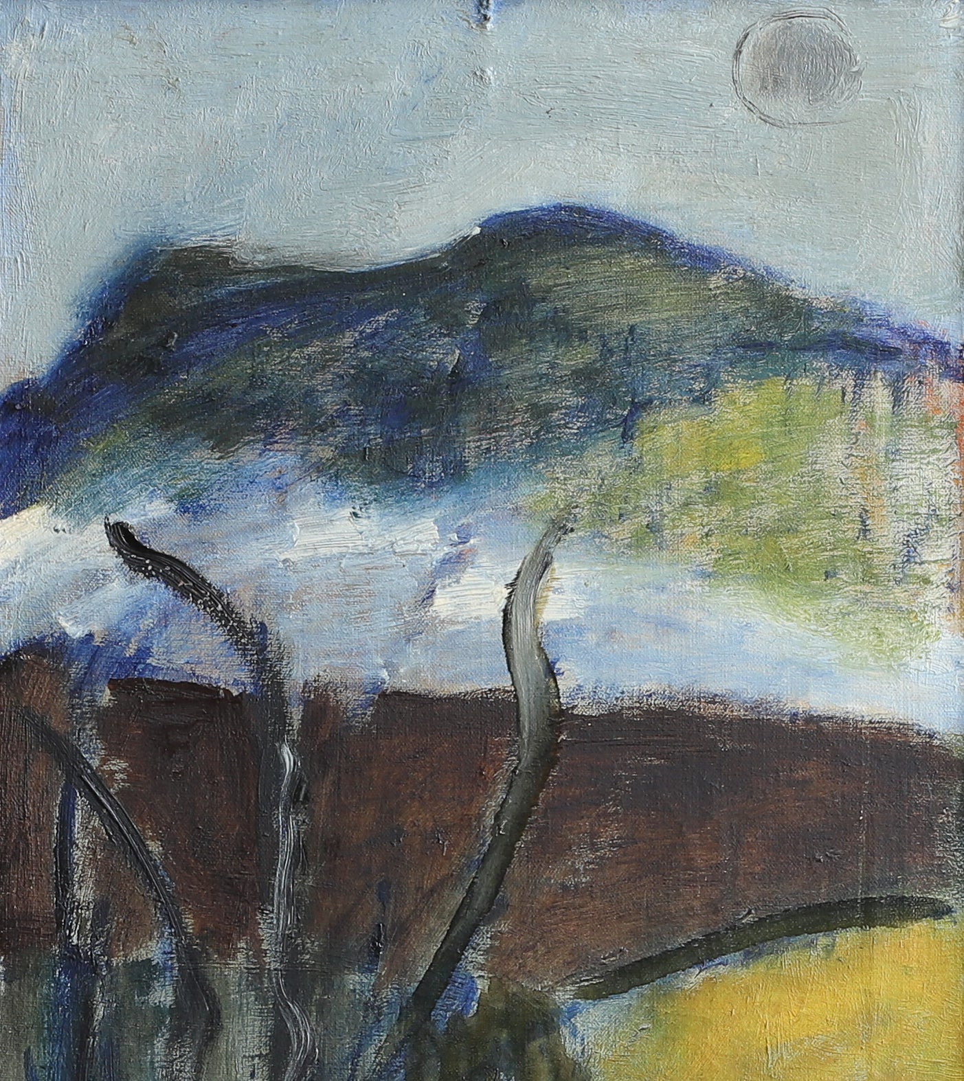Mid Century Vintage Art Oil Painting from Sweden 1964