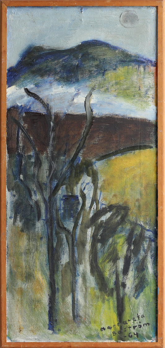Mid Century Vintage Art Oil Painting from Sweden 1964