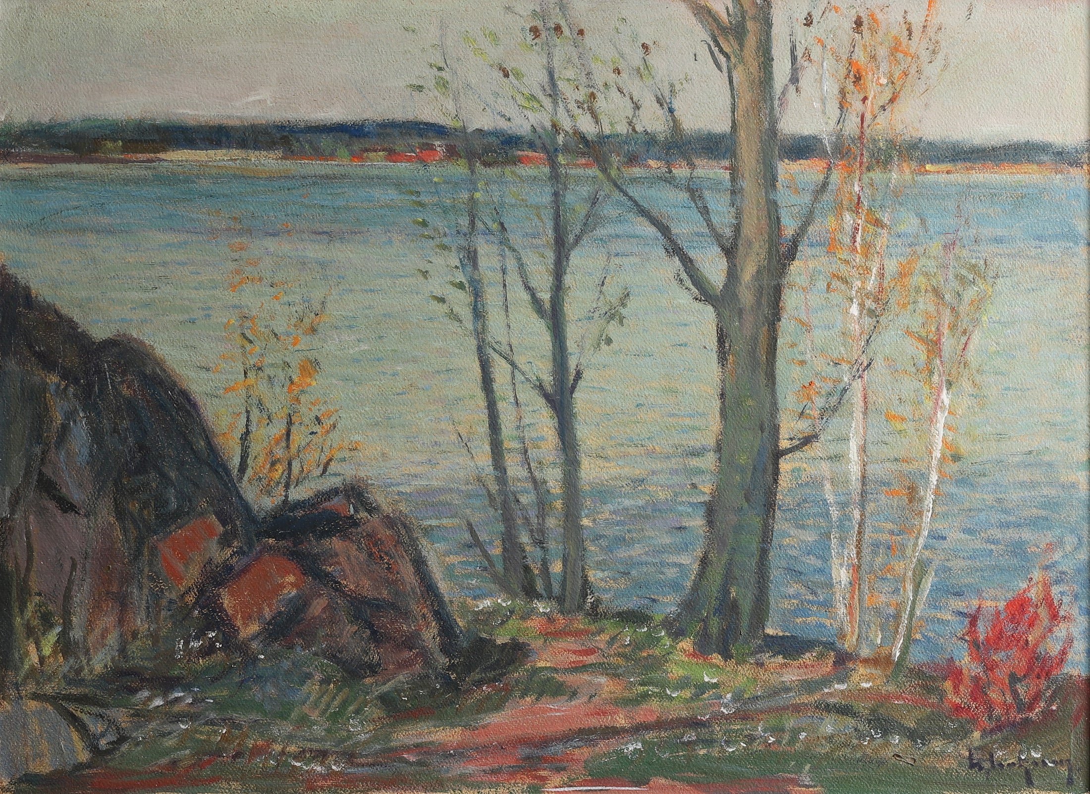 Vintage Mid Century Oil Painting from Sweden
