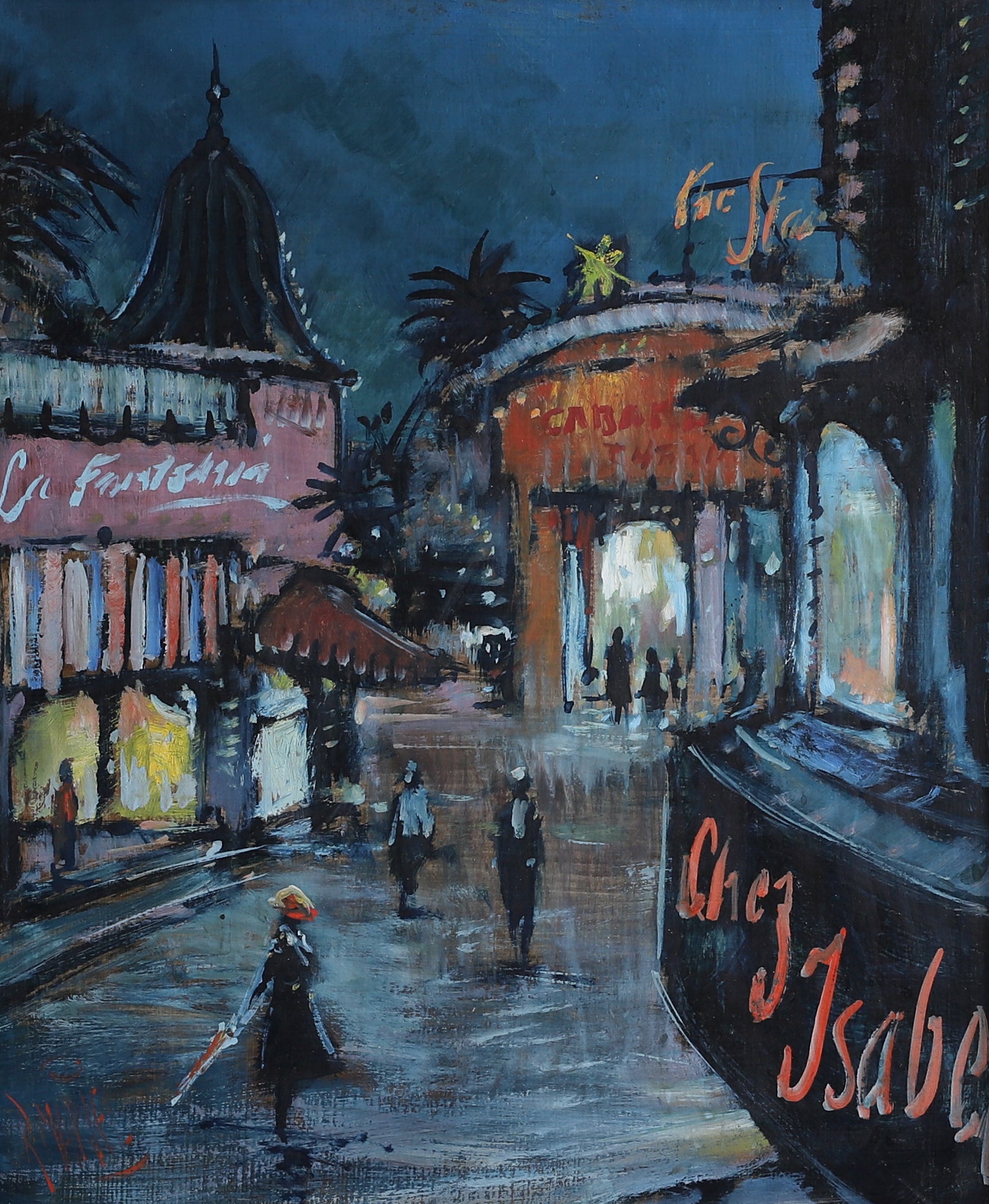 Mid Century Vintage Original Oil Painting of Paris