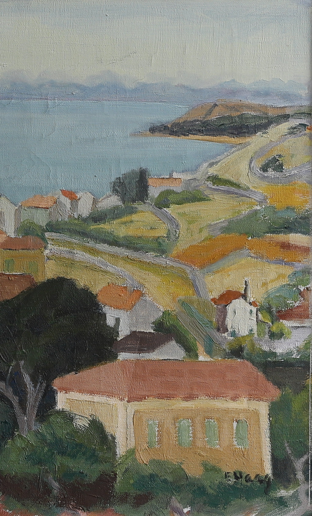 Mid Century Vintage Original Coastal Oil Painting