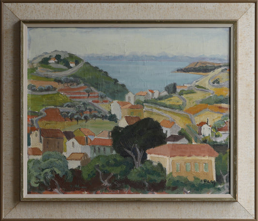 Mid Century Vintage Original Coastal Oil Painting