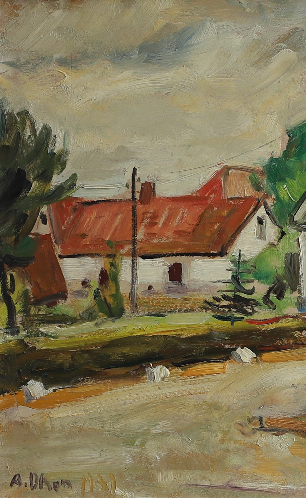 Vintage Original Landscape Oil PAinting from Sweden