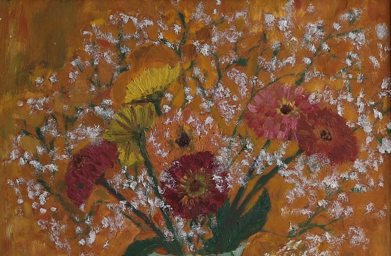 Original Vintage Art Still Life Oil Painting from Sweden