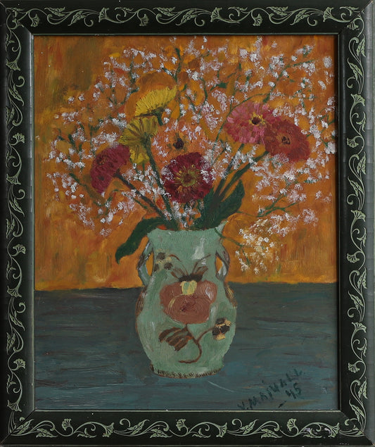 Original Vintage Art Still Life Oil Painting from Sweden