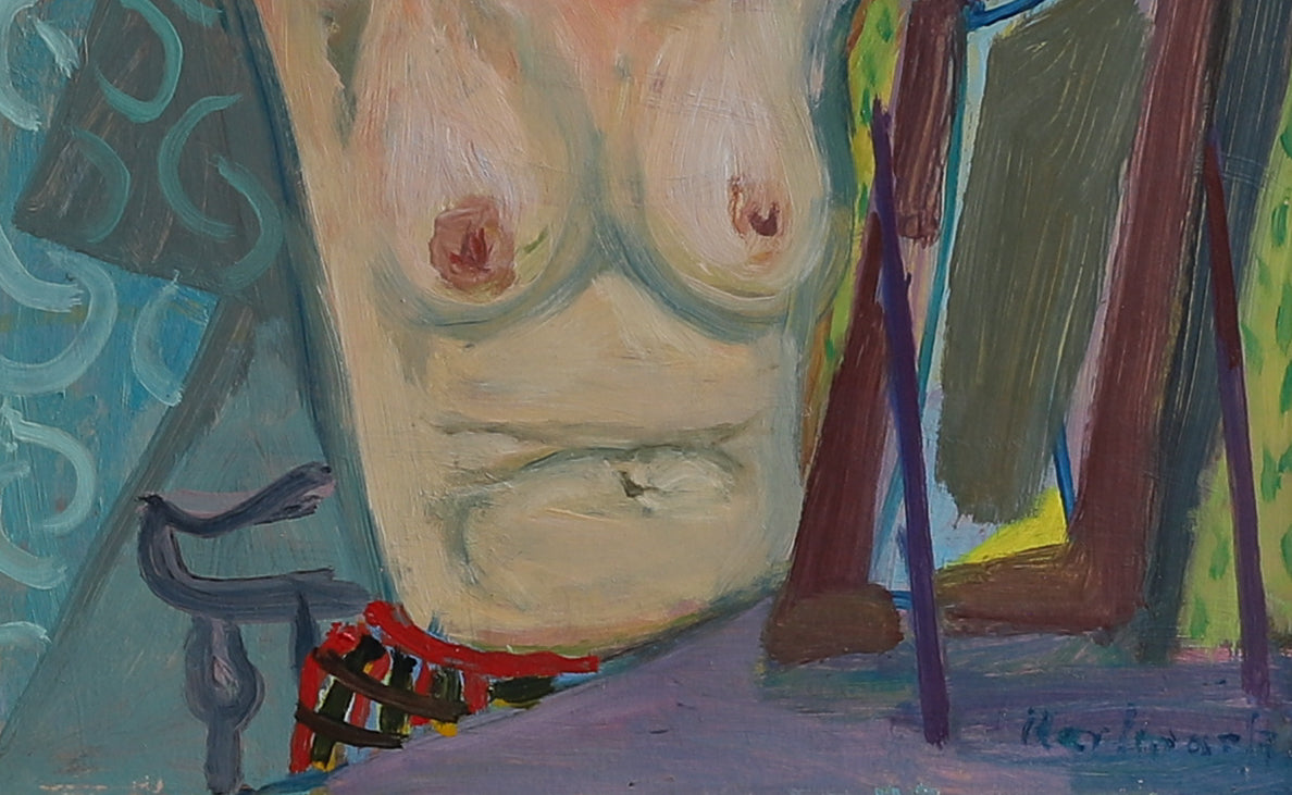 Mid Century Vintage Original Figurative Painting from Sweden