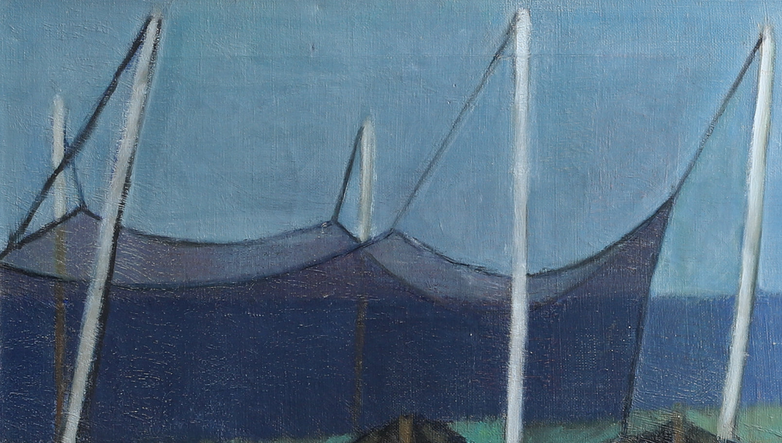 Original Mid Century Coastal Oil Painting from Sweden