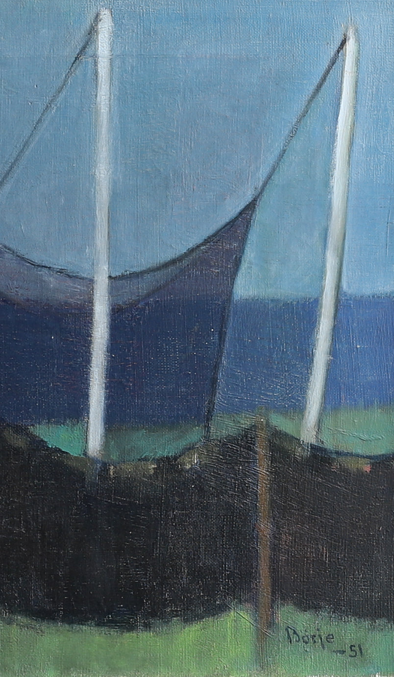 Original Mid Century Coastal Oil Painting from Sweden